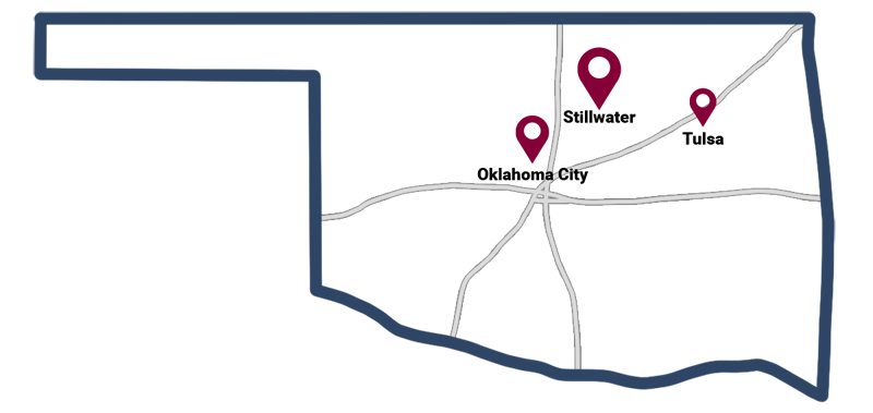 Locations map | Oral Surgery Oklahoma | Dr. Richard Miller | Central Oklahoma Oral & Maxillofacial Surgery Associates